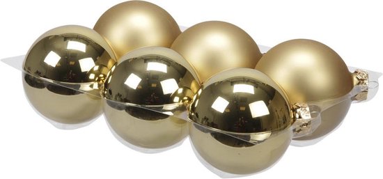6x Décorations de Noël Boules de Noël or en verre - 8 cm - mat/brillant - Décorations Décorations pour sapins de Noël