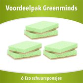 Greenminds | Schuursponsjes | 10 x 7 cm | 6 stuks |  Eco schuursponzen/schoonmaaksponzen | Ecologische/milieubewuste huishoudelijke producten | Schoonmaken/afwassen