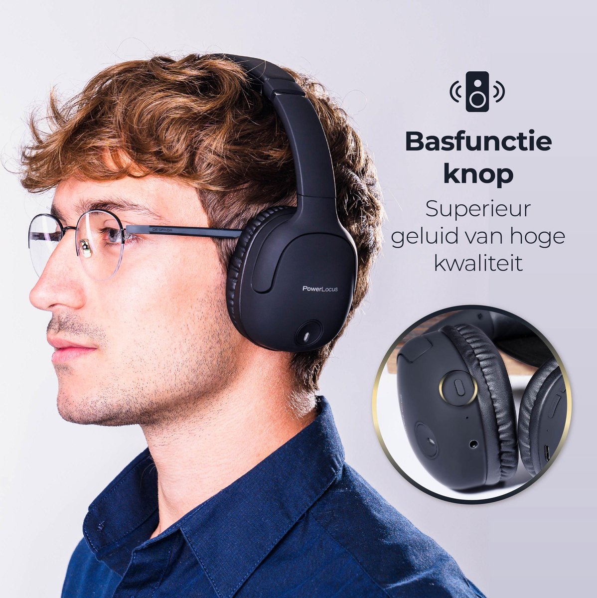 PowerLocus P7 Draadloze Over-Ear Koptelefoon met Bass Mode - afbeelding 2