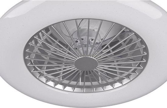 Witte plafondventilator met metalen rooster