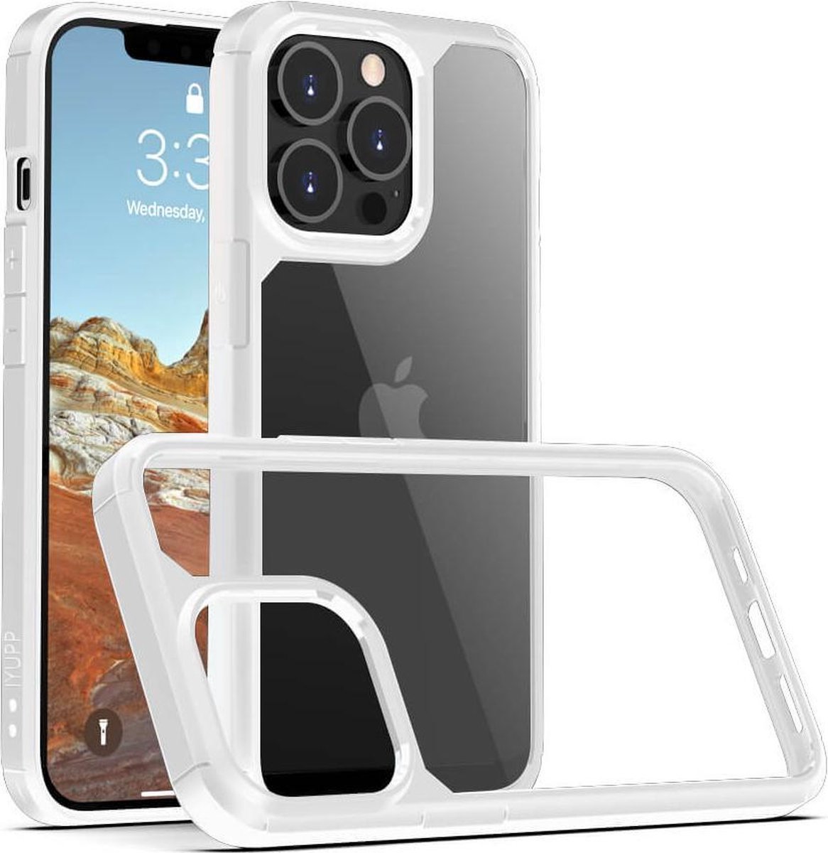 IYUPP Hoesje Geschikt voor iPhone 13 Pro Max Hoesje - Shockproof Back Cover - Wit Transparant