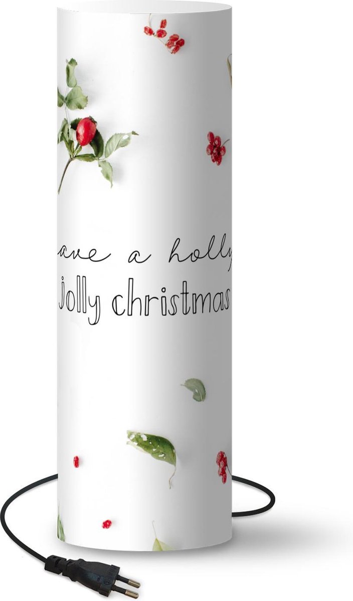 Lamp - Nachtlampje - Tafellamp slaapkamer - Kerst - Bessen - Planten - 70 cm hoog - Ø22.3 cm - Inclusief LED lamp