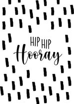 Ansichtkaart met envelop - A6 - 10x15cm - Zwart Wit - Verjaardag, Feest - Hip Hip Hooray - 4 stuks