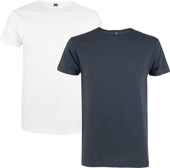 ALAN RED T-shirts Vermont (2-pack) - V-hals - wit en antraciet grijs -  Maat: