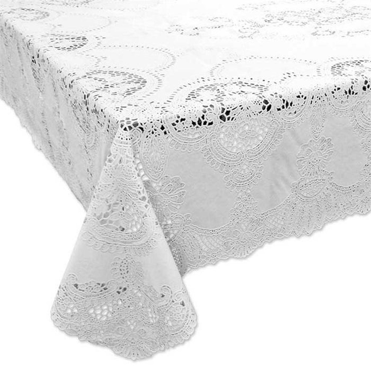 Unique Living Vinyl Lace Tafelkleed - 152x228cm - Wit