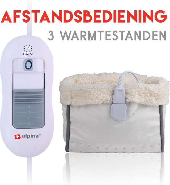 alpina Elektrische Voetenwarmer - Binnenhoes Wasbaar - Overhittebeveiliging - 3 Standen - Wit - alpina
