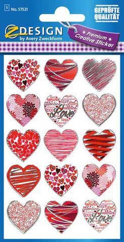 Avery Effectfolie Z-design Creative pakje a 1 vel hartjes rood/ roze