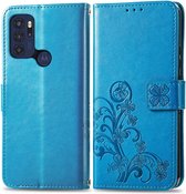 Klavertje vier blauw agenda wallet case hoesje Motorola Moto G60S