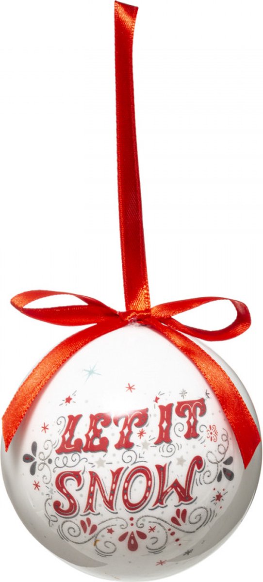 Kerstballenset 6 stuks - bedrukt papier - 7.5cm - collectie 2022