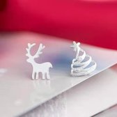 Gading® meisje oorknoppjes - dames oorknoppen met kerstboom & rendier - 8mm-12mm- 925 zilver