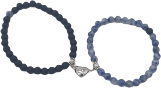 Armband set met magneet | Koppel armband | Blauw - Zwart kralen | Armband  dames -... | bol.com