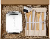 Giftbox voor onderweg - Pandoo RSV Lunchbox 800 ml + Banbu bestekset - duurzaam - cadeau