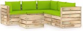 Decoways - 6-delige Loungeset met kussens groen geïmpregneerd hout