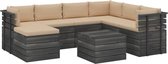 Decoways - 8-delige Loungeset pallet met kussens massief grenenhout