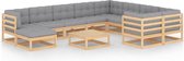 Decoways - 11-delige Loungeset met kussens massief grenenhout