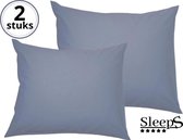Sleeps - Kussenslopen - Set van 2 Stuks - Blauw - 60x70cm - 100% Hoogwaardige 20A Katoen - Zacht Katoen - Strijkvrij -
