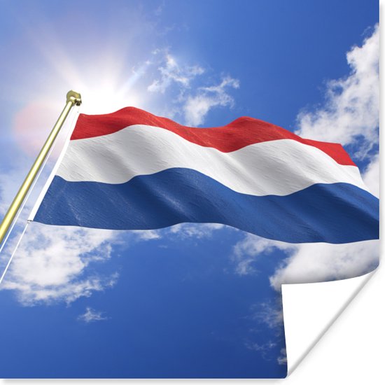 Affiche Le drapeau des Nederland Bas flotte dans l'air - 75x75 cm