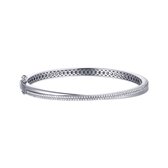 GISSER Jewels SB26 - Bangle 925 Zilver Gerhodineerd gezet met Zirkonia - Kruisende banden - Bold Band Collection - 5mm breed - Maat 60