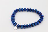 Bubbels Sieraden crystal armband blue violet metalic - blauw - Maat one size - F6