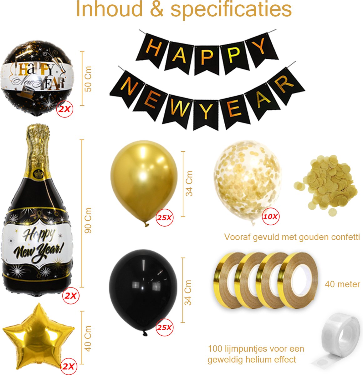 Oud En Nieuw Feest Artikelen Happy New Year Versiering Helium Ballonnen