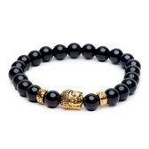 Zentana Boeddha Armband - Onyx Edelstenen - Goudkleurig - Anti Stress