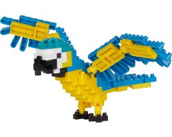 Bandai - Nanoblock - Blauwe en gele papegaai - Mini Brick figuur - Bouwset - Vogel figuur bouwpakket - Pixel papegaai - NBC343