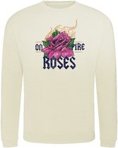 Sweater On Fire Roses - Off white (M)