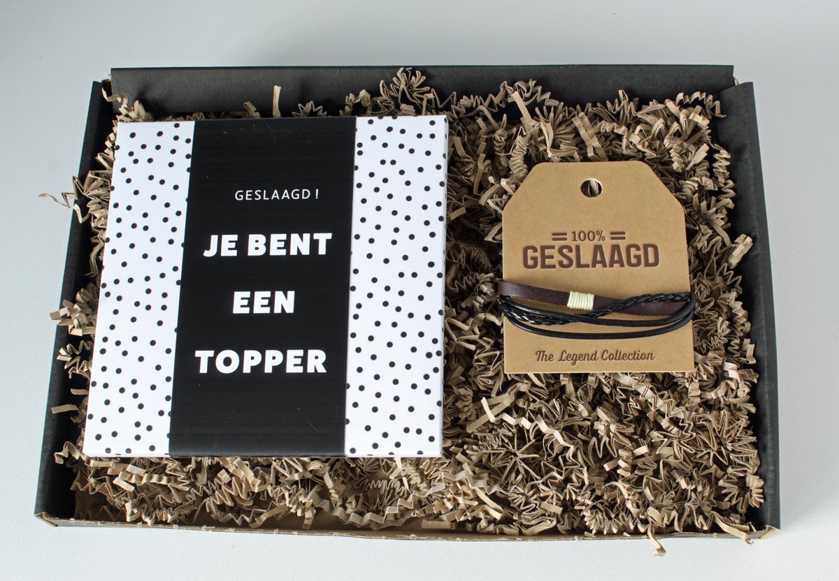 Brievenbus cadeau 100% geslaagd - cadeau geslaagd - armband | bol.com