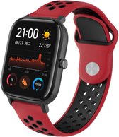 Siliconen Smartwatch bandje - Geschikt voor  Xiaomi Amazfit GTS sport band - rood/zwart - Strap-it Horlogeband / Polsband / Armband