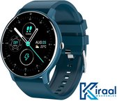 Kiraal Fit 5 - Smartwatch dames - Smartwatch Heren - Stappenteller - Full Screen - Fitness Tracker - Activity Tracker - Smartwatch Android & IOS - Blauw