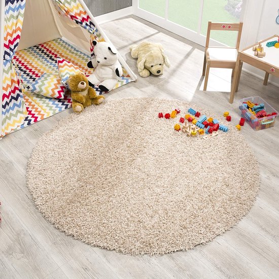 Tapis rond Impression Shaggy Beige Long Pile - 200 CM ROND