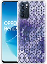 Oppo Reno6 5G Hoesje Paars Hexagon Marmer - Designed by Cazy