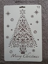 Kerst Merry christmas met grote kerstboom, stencil, kaarten maken, scrapbooking, A5 formaat