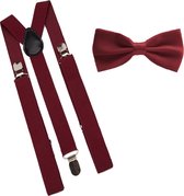 Bretels inclusief vlinderdas - Bordeaux rood - met stevige clip - bretels - vlinderdas - strik – strikje - luxe - heren - unisex - giftset