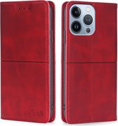 Apple iPhone 13 Pro Telefoonhoesje | PU Lederen Telefoonhoesje | Leren Pasjeshouder | Rood