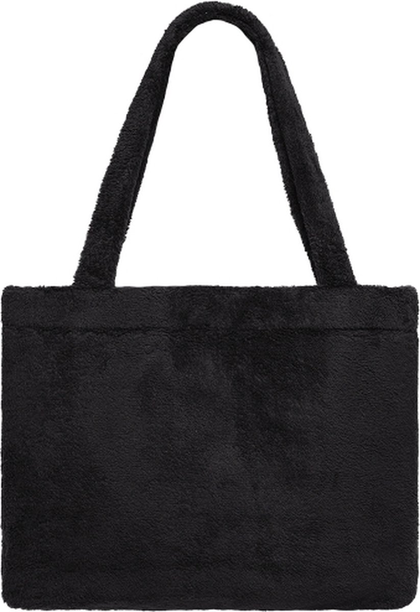 Fluffy - nepbont - zachte zwarte tas - met kleiner tasje van hetzelfde materiaal meegeleverd