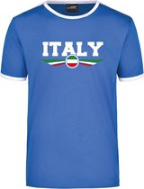 Italy blauw/wit ringer landen t-shirt logo met vlag Italie - heren - Italie landen shirt - supporter kleding / EK/WK XL