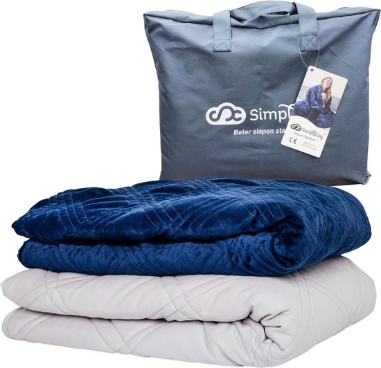 Set de couvertures lestées 10 kg Weighted Blanket Beter Sleep - Housse chaude lavable - 200 x 140 - Bleu foncé