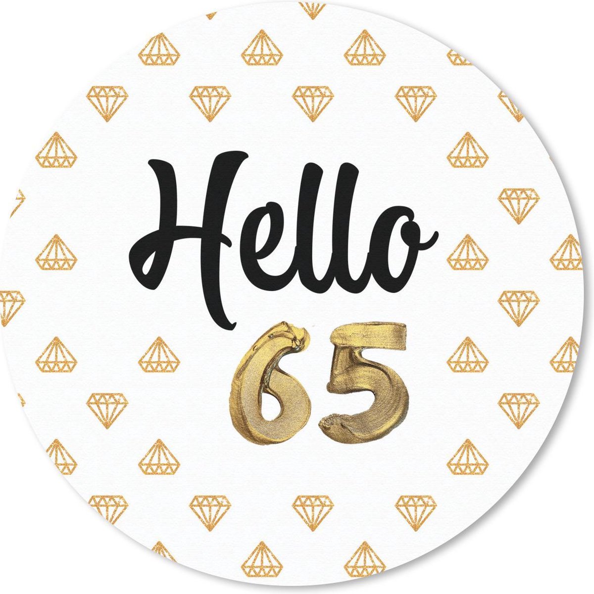 Muismat rond 40x40 cm - Mousepad Jubileum - Goud - 65 jaar - Ronde muismatten