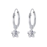 Joy|S - Zilveren bloem bedel oorbellen - kristal - oorringen