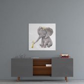 Insigne Glazen Schilderijen - Olifant en Eendje Glasschilderij - 50×50 cm