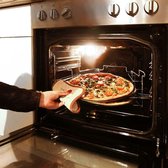 Decopatent® Pizza Bak Set 4-Delig - 3x Pizzaplaten met 1 Pizzarek - Voor in Oven - Pizza bakplaat rond 31 Cm - 3 Stuks Pizzaplaat + Oven Standaard