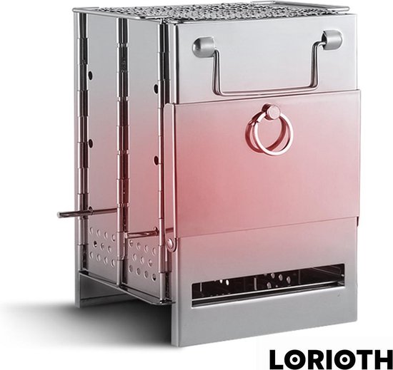 LORIOTH® Kampeer Houtkachel - BBQ grill - Grillrooster - Compact - Outdoor Kitchen - Inclusief Draagtas - RVS
