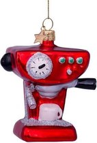 Ornament glass red coffee machine H9cm