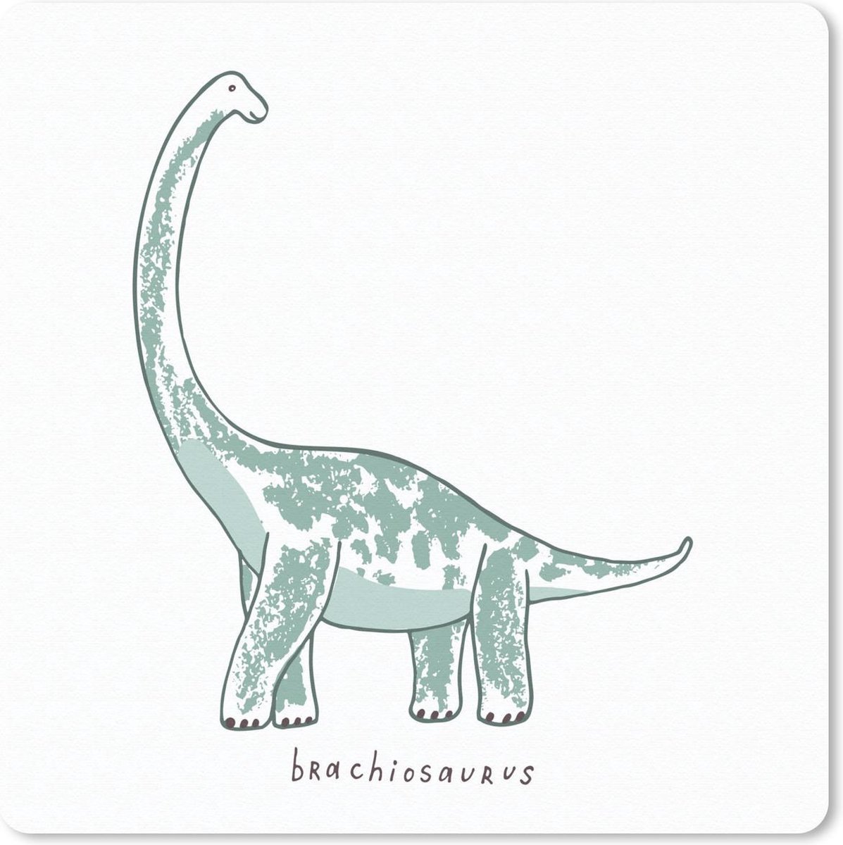 Muismat 30x30 cm - Mousepad Kinderkamer - Dinosaurus - Brachiosaurus - Jongen - Meiden - Kinderen - Muismatten