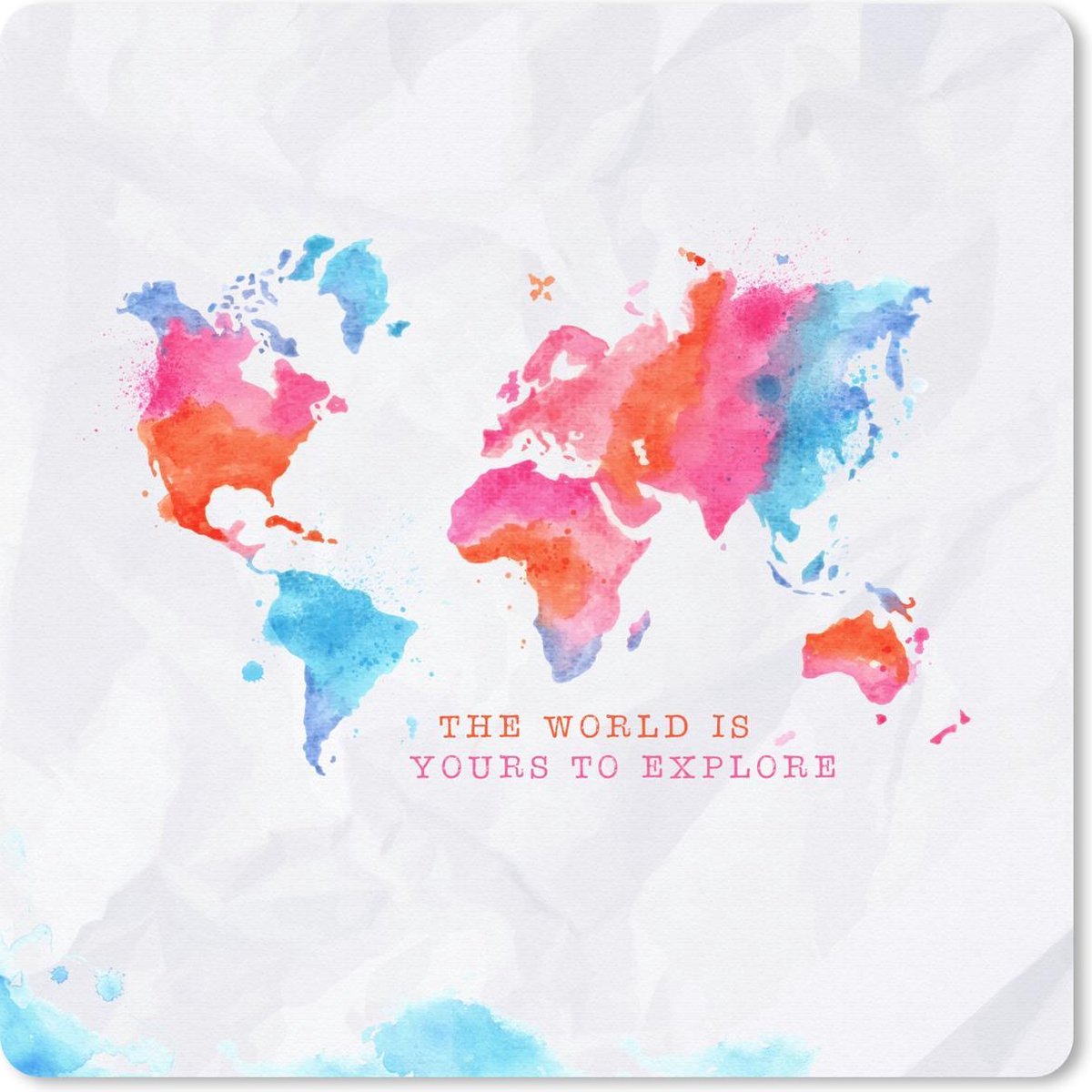 Muismat 30x30 cm - Mousepad Kaart - Waterverf - Spreuken - Muismatten