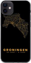 Geschikt voor iPhone 12 mini hoesje - Groningen - Kaart - Goud - Siliconen Telefoonhoesje