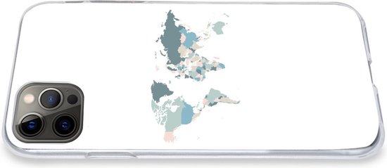 Coque iPhone 12 Pro Max - Carte du Wereldkaart - Pastel - Landen - Siliconen