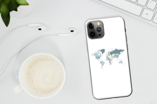 Coque iPhone 12 Pro Max - Carte du Wereldkaart - Pastel - Landen - Siliconen