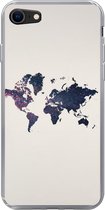 Geschikt voor iPhone SE 2020 hoesje - Wereldkaart - Licht - Rood - Siliconen Telefoonhoesje